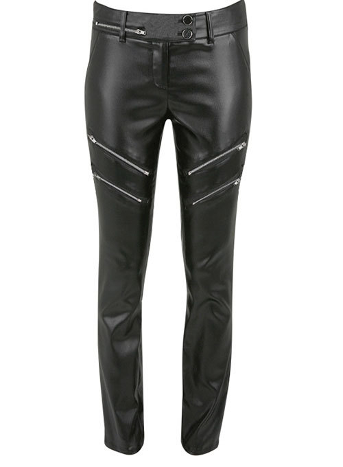 Leather Biker Jeans Pants Black Colour Mono ectric, Men Wasit Belted Pants