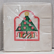 VTG Holiday Cocktail Napkins Christmas Tree Presents 16 - 3 Ply 10&quot; x 10&quot; NOS - £5.58 GBP