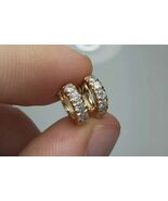 1Ct Round Cut Lab Created Diamond Huggie Hoop Earrings 14K Yellow Gold P... - $29.69