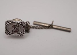 Swank Silver Tone S Monogram Tie Pin Clasp tie Tack - £37.33 GBP
