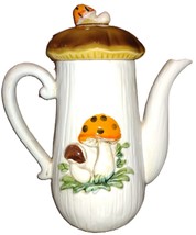 Vtg Sears Roebuck Merry Mushroom Ceramic Teapot/Coffee Pot 1970s Repaired Handle - £77.35 GBP