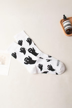 White Ghost Printed Halloween Cotton Mid calf Socks - $52.94 MXN