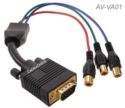 Vga Male To Component 3-Rca Female Cable For Hd Projectors W/ Vga Input, - £18.84 GBP