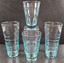 4 Pc Libbey Ripple Aqua Cooler Highball Glasses Set Vintage Saturn Optic MCM Lot - £34.65 GBP