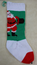 Original Vintage Hand Knit Home Made Knitted Chrismas Santa Stocking 24&quot;... - $27.67