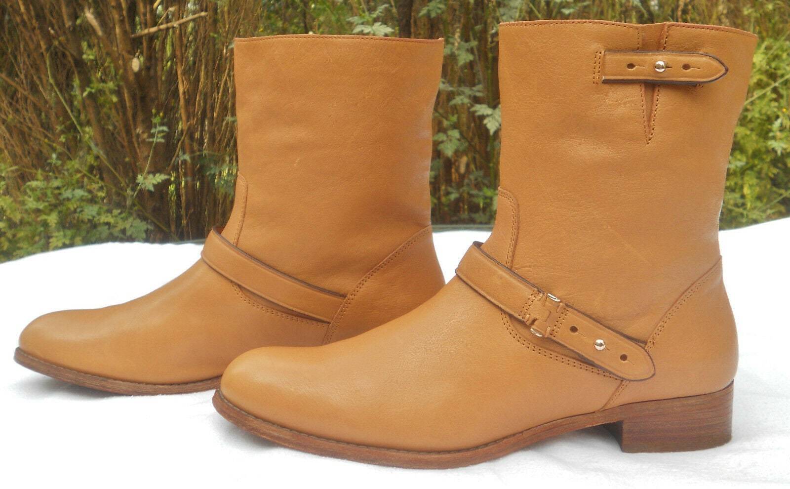 Vintage COACH NY Leather Harness Boots--Carmel w/Buckles Womens READ - $85.00