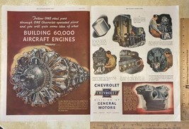 Vintage Print Ad Chevrolet Aircraft Engines Buy More War Bonds Wartime 13.5 x 21 - $17.63