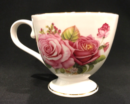 Grace&#39;s Teaware Rose Large 14oz. Pedestal Coffee Tea Mug Gold Trim - £14.86 GBP