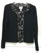 Talbots Collection Medium Cardigan Italian Yarn Blouse Silk Embroidered Sweater - £22.77 GBP