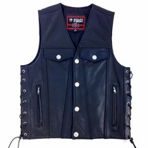 First , NFIM616CFD Men Biker ,Motorcycle Leather Vest Size Small - £94.90 GBP