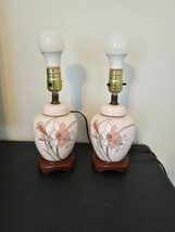 2 Pink Porcelain Lamps Day Lily Lilies, no lampshades - £35.69 GBP