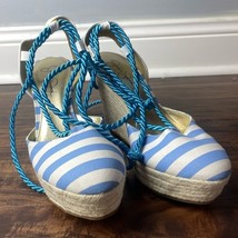 Jessica Simpson Tie Lace Up Platform High Wedge Heels Canvas Shoes Size 9.5 B - £25.72 GBP