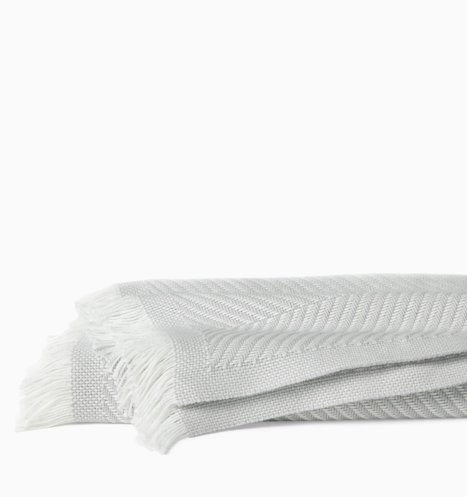 Sferra Costa Grey Throw Blanket Tin Fringed Herringbone Design Cotton 50... - $153.90