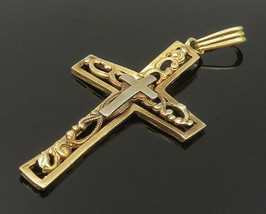 14K GOLD - Vintage Antique Religious Cross Swirl Detail Pendant - GP276 - $185.18