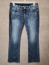 Silver Elyse Slim Boot Jeans Women 31x31 (34x30) Blue Distressed Pockets Stretch - £27.55 GBP