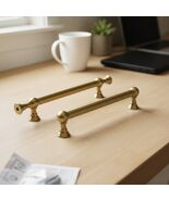 Cabinet Drawer Handle Pulls Warm Brushed Brass, 5 Inch Hole Center, Heav... - $25.23 CAD
