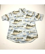 Vintage Nautica Button Down Shirt Mens L Hawaiian Camp Boats Nautical Is... - £11.08 GBP