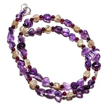 Amethyst Sage Natural Gemstone Beads Jewelry Necklace 17&quot; 82 Ct. KB-875 - £8.61 GBP