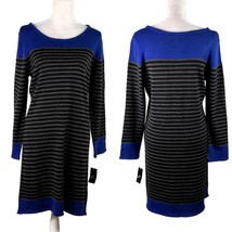 Ronni Nicole Sweater Dress XL Stripes Royal Blue Black Gray New - $29.00