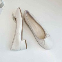genuine leather round toe med heels bowtie European design mature lady sunshine  - £94.04 GBP
