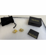Joan Rivers Crystal Shell Gold Tone Crown Topper Clip Earrings Pave Ston... - $29.33 CAD