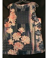 PURE JILL linen women-LP top tunic blouse boat-neck sleeveless floral bl... - £29.09 GBP