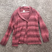 Blair Sweater Women Large Magenta Wool Blend Open Cardigan Striped - £7.86 GBP