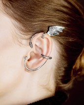 Dragon ear cuff silver, Dragon ear wrap no piercing - £109.66 GBP