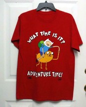 L 14 Boys Cartoon Network Adventure Time What Time Is It Finn Jake Red T-Shirt - £11.11 GBP