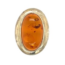 Vintage Sterling Signed 925 LS Genuine Oval Baltic Amber Stone Pendant Brooch - £59.64 GBP