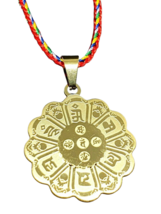 Mandala Taoist flower Pendant Necklace Mantra Zodiac Amulet Corded Jewel... - $10.41