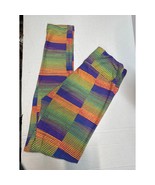Lularoe One Size Geometric Lines Multicolor Striped Leggings Gym Trainin... - $408.81 MXN