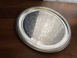 Vintage F B Rogers Silver Co Round Serving Tray - 13” - Silver On Copper - - £19.10 GBP