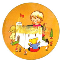 Mabel Lucie Attwell Vintage Biscuit Tin Child Castle Huntley Palmers ToyTime 5&quot; - £28.49 GBP
