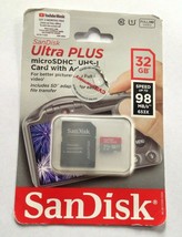 San Disk Ultra Plus 32GB Micro Sdhc UHS-I Memory Card With Adapter - Brand New! - £11.86 GBP