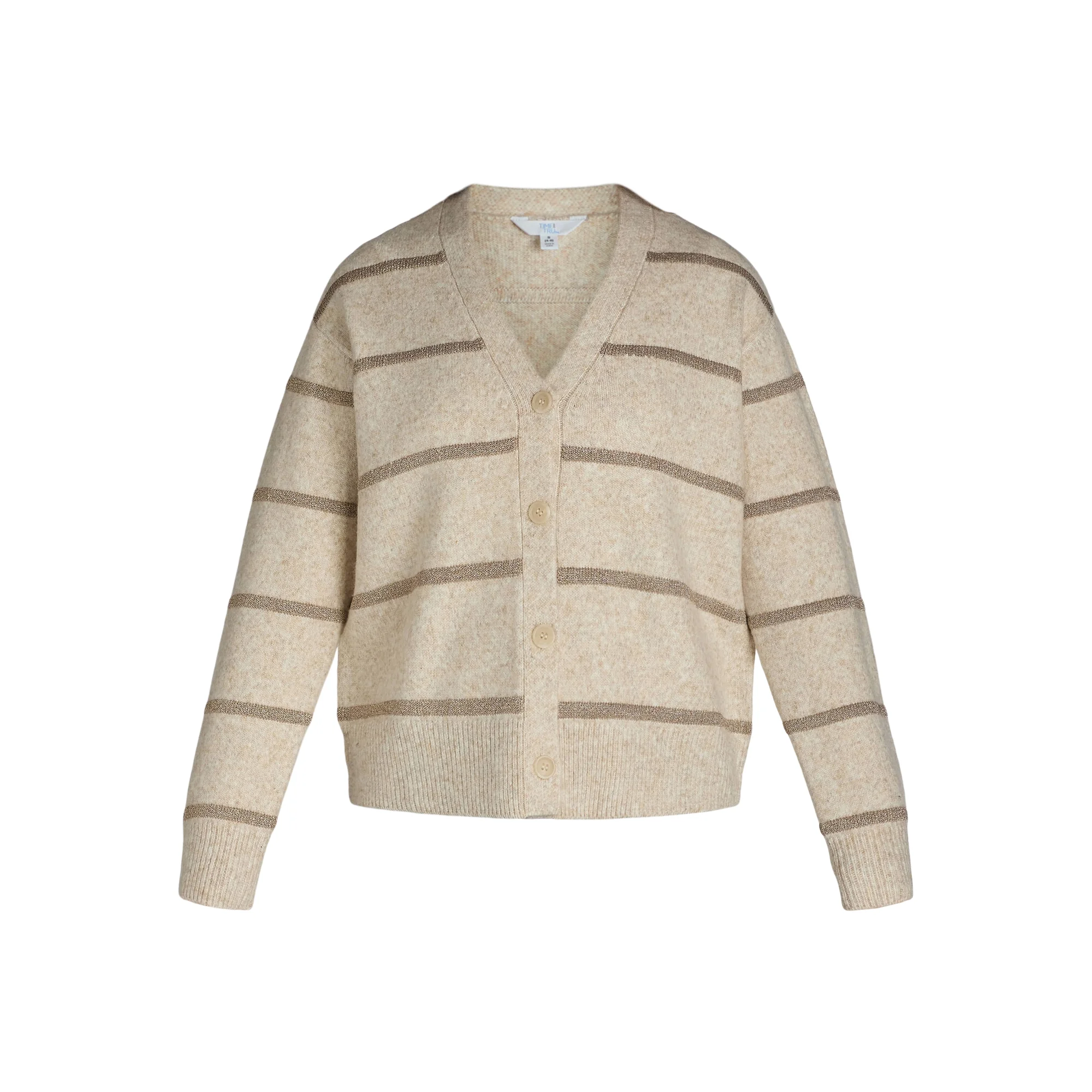 Time and Tru Women's and Women's Plus Metallic Striped Cardigan Sweater L 12-14 - $20.81 CAD