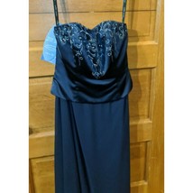 Alfred Angelo Navy Bridesmaid Formal Prom Gown Dress Size 8 Strapless Beaded NWT - £39.94 GBP