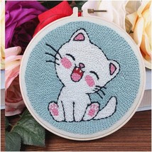 MiniCraft Punch Needle Embroidery Kit - WhiskerWhite Kitten Edition: Compact DIY - $41.53