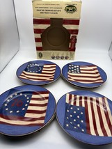 4 Sakura Brandon House Warren Kimble Spirit Of The Flag Salad Plates 8.2... - $25.69