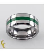 Uomo Carburo di Tungsteno Fedina con Verde Righe Misura 5 - $2,420.68 MXN