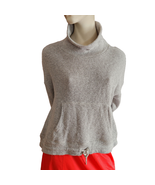 90° Degree Pullover Sweater Womens Size XL Gray Kangaroo Pocket Funnel Neck - $220.96 MXN