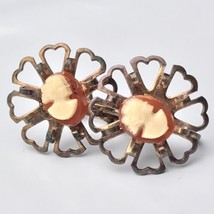 Cameo Earrings Vintage Screw Back Copper Tone - $11.95