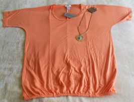Chico's Women's Saturday's Shine AZO Orange Top/Shirt Size 0 FREE Necklace - $25.73