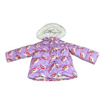 Carters Toddler 2T Purple Unicorn &amp; Rainbows Fur Lined Hooded Puffer Jacket - $13.56