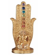 Rainbow Chakra Stones Golden Hamsa Palm With Elephant God Ganesha Incens... - $28.51 CAD