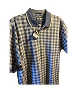 A.M. Player Men’s Medium White Blue Geometric Golf SS Polo Shirt Cotton NWT - $54.16 CAD