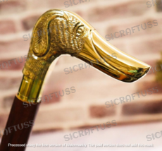 Walking Stick - Foldable Wooden Walking Stick With Brass Dog Head Handle... - £17.22 GBP+