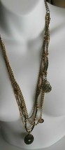 Fashion Gold Tone 3 Strand Charm/Chain Locket Necklace 16 3/4&quot; - $19.80