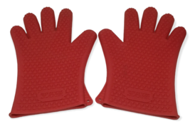 Hot Hands Oven BBQ Mitts Silicone Heat Resistant Non Slip Red Grilling Cooking  - £12.61 GBP