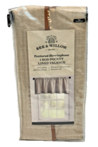 Bee &amp; Willow Textured Herringbone Rod Pocket Valance 50 x 18&quot; Lined Cotton Blend - £14.78 GBP